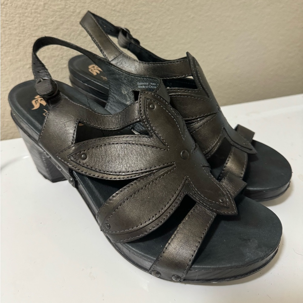 Dansko graphite (metallic grey) heeled sandals